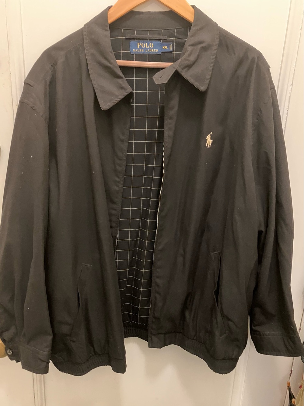Ralph Lauren Black Bomber Jacket with Embroidered Pony
